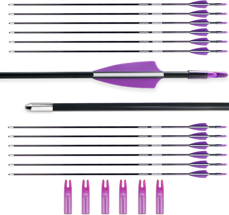 BOWSOUL 28 بوصة سهام الرماية للتدريب هدف سهام للأطفال والشباب أو المبتدئين نقاط غير حادة آمنة عمود متين على الأقواس المنحنية أقواس الشباب والأقواس الطويلة (عبوة من 12)  - Image 1